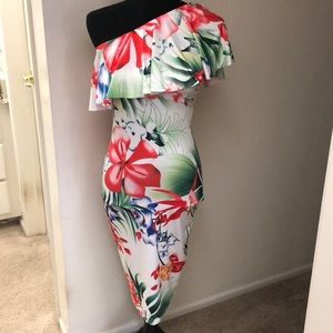 Tropical one shoulder dress - Never worn!